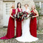 Mismatched Charming Red Satin Long Cheap Mermaid Bridesmaid Dresses, BDS0011