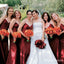 Charming Spaghetti Strap Red Satin Mermaid Long Cheap Wedding Bridal Bridesmaid Dresses, BDS0015