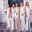 Simple Sexy Deep V-neck Elactic Silk Side Slit Long Cheap Bridesmaid Dresses, BDS0062