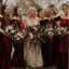 Off-The-Shoulder Burgundy Velvet Mermaid Long Cheap Bridesmaid Dresses, BDS0096