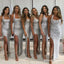 Sparkly Silver Sequin Halter Mermaid Long Cheap Bridesmaid Dresses, BDS0054