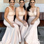 Pretty Charming V-neck Blush Pink Mermaid Long Cheap Bridesmaid Dresses, BDS0046