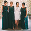 New Arrival Charming Green Lace Top Chiffon A-line Long Cheap Bridesmaid Dresses, BDS0040