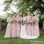 Mismatched Charming Simple Pink Chiffon A-line Long Cheap Bridesmaid Dresses, BDS0036