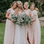 Newest Round Neck Pink Tulle Short Sleeve Long Cheap Bridesmaid Dresses, BDS0126