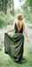 Cheap Green Chiffon Country Spaghetti Backless Long Bridesmaid Dresses,Wedding Party Gowns,WGY0211