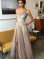 A-line One Shoulder Shinning Side Split Floor-length Tulle Prom Dress Evening Dresses. PDY0205
