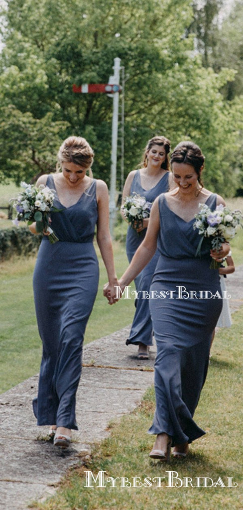 Sleeveless V-neck Charming New Arrival Mermaid Long Cheap Bridesmaid Dresses, TYP0109