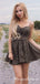 A-Line Spaghetti Straps Dark Green Short Lace Homecoming Dresses, TYP0024