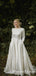 Backless Long Sleeves Ivory Satin Beaded A-line Wedding Dresses, TYP0020