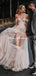 Off-The-Shoulder Tulle A-line Long Cheap Wedding Dresses, WDS0058