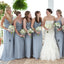 Grey Chiffon V Neck Cheap Custom Bridesmaid Dresses Online, WGY0256