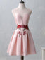 Cute Illusion Scoop Pink Cheap Short Homecoming Dresses Online, BDY0298