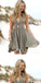 Simple V-neck Grey Chiffon Homecoming Dresses ,Short Prom Dresses,BDY0167