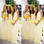 Yellow Chiffon Simple Strapless Cheap Long For Wedding Party ,Bridesmaid Dresses,WGY0139