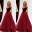 Fashion A-Line Long  Floor-Length Red Organza Sexy Prom Dress, Evening Dress,PDY0354