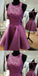 Stunning Purple Lace Applique Homecoming Dresses With Beading,Short Prom Dresses,BDY0166