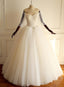 Off Shoulder Long Sleeve Beaded A-line Lace Long Custom Cheap Wedding Dresses,WDY0172