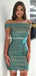 Off-The-Shoulder Sparkly Sequin Mermaid Short Cheap Homecoming Dresses, HDS0023