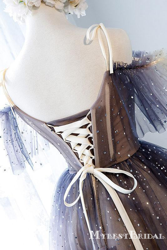 Unique Sparkly Off the Shoulder Short A-line Cheap Homecoming Dresses, TYP0067