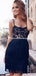 Sexy Sheath Spaghetti Straps Black Lace Homecoming Dress,Short Prom Dresses,BDY0342
