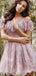 A-Line Purple Lace Homecoming Dress with Ruffles,Short Prom Dresses,BDY0361