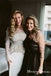Long Sleeves Round Neck Ivory Side Slit Lace Appliqued Mermaid Long Cheap Wedding Dresses, WDS0003