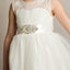 Tulle Open Back Beaded Lace White Flower Girl Dresses ,Cheap Flower Girl Dresses ,FGY0162