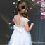 Charming Round Neck Cap Sleeve Tulle Long A-line Cheap Flower Girl Dresses, FGS0014