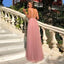 Sexy Deep V-neck Spaghetti Strap Pink Tulle Charming Elegant A-line Long Cheap Prom Dresses, TYP0136
