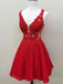 Red See Through Lace Custom Cheap Homecoming Dresses 2018,BDY0228
