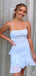Simple Spaghetti Strap Light Blue Lace Short Cheap Homecoming Dresses, HDS0032
