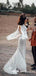 Charming V-neck Long Sleeves Lace Mermaid Long Cheap Wedding Dresses, WDS0039