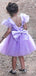 Cute Bateau Cap Sleeves Lilac Tulle A-line Short Cheap Flower Girl Dresses, FGS0013