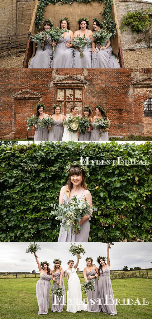 Charming New Arrival Sexy Spaghetti Strap Sleeveless Chiffon A-line Long Cheap Bridesmaid Dresses, BDS0008