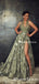Gogerous Halter V-neck Sleeveless Long Cheap Tulle Hand-made Flower Appliqued Evening Prom Dresses, TYP0127
