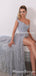 Newest Charming Sparkly One-Shoulder Sleeveless Beaded Side Slit Long Cheap Prom Dresses, PDS0019