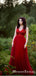 Charming Newest Cute V-neck Red Tulle Top Beaded Long Cheap Formal Prom Dresses, TYP0084