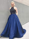 Halter Rhinestone Beaded Prom Dresses, Satin A-line Prom Dresses, Cheap Prom Dresses, BG0427