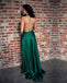 Green Satin Prom Dresses, Side Slit Prom Dresses, Cheap Prom Dresses, Long Prom Dresses, BG0418