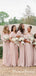 Mismatched Charming Simple Pink Chiffon A-line Long Cheap Floor-Length Bridesmaid Dresses, BDS0031
