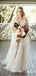 New Arrival V-neck Ivory Tulle A-line Long Cheap Wedding Dresses, WDS0021