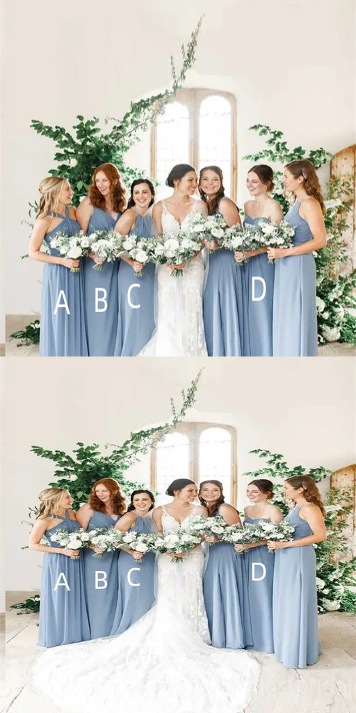 Mismatched Halter Sweetheart A-line Elegant Simple Pretty Long Bridesmaid Dresses,BDS0223