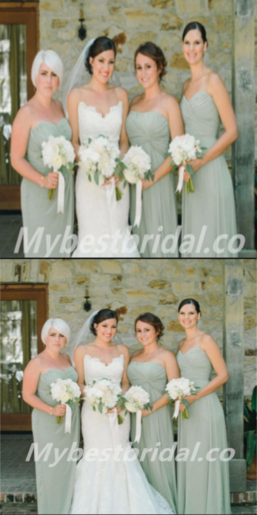 Sweetheart A-line Sleeveless Pleats Elegant Simple Long Bridesmaid Dresses,BDS0192