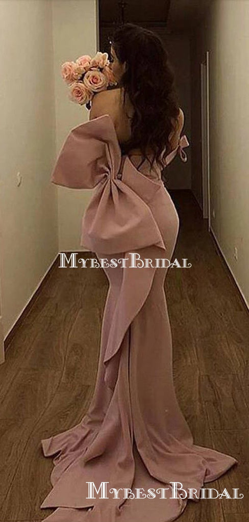 Off-The-Shoulder Dusty Rose Mermaid Long Cheap Bridesmaid Dresses, BDS0091