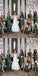 Mismatched Emerald Green Mermaid Long Bridesmaid Dresses,BDS0178