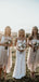 Mismatched Ivory Lace A-line Long Cheap Bridesmaid Dresses, BDS0100