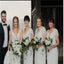 V-neck cap sleeves  Elegant Simple Pretty Long Bridesmaid Dresses,BDS0211