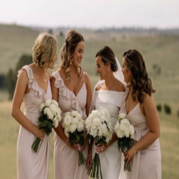 V-neck A-line Ruffle side silt  Elegant Simple Pretty Long Bridesmaid Dresses,BDS0213
