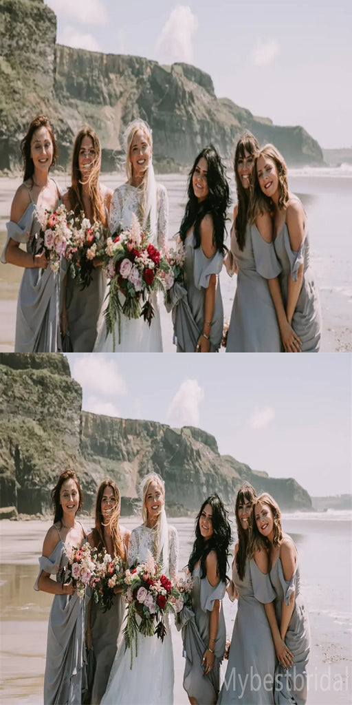 Off-shoulder Spaghetti straps Elegant Simple Pretty Long Bridesmaid Dresses,BDS0239